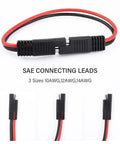 Five Piece SAE Battery Connectors With Beefy 14 Gauge Wire Harness 2 Pin Quick Disconnect Plug 12V Rig Wiring Adapter, red and black leads.