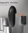 Canslab Ultrablade Pro Electric Can Opener with magnetic holder for easy storage on wall, sleek black design.