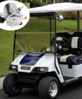 36V EZGO Solenoid Relay Kit For EZGO Electric Golf Cart with copper contacts and flat mount bracket shown on a golf cart