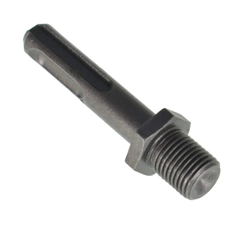 Close-up of Heavy Duty Firewood Drill Bit With Removable Wood Splitter Cone made of high carbon steel, showing threaded end.