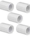 5 Pack 1/2 Inch PVC Double Female Threaded Coupling Sprinkler Pipe Fitting Set For Garden Drip Irrigation, white couplers