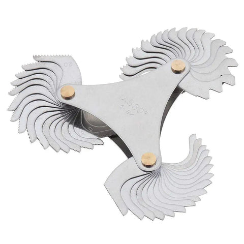 60 Degree Thread Pitch Gauge Set In Stainless Steel For US Specification, Locking V Slot Measuring Tool With Blades, Covers 4, 4.5, 5, 5.5, 6 Pitch, Ideal For Metalworking Lathe Tools And Industrial Measurement