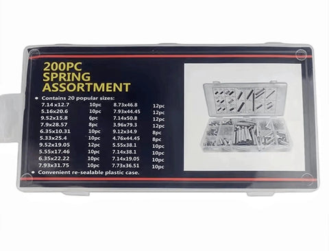 Heavy Duty Spring Assortment Kit 200-Piece Zinc Plated Steel Wire Extension Springs Set for Shop and Home Repairs display