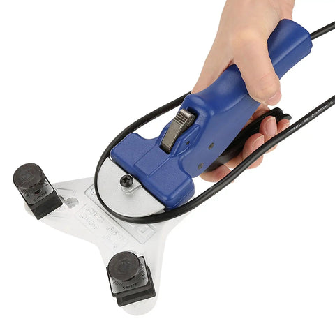 Ultimate Ft Vogue Heavy Duty Manual Pipe Bender For Copper Tubes 5Mm To 12Mm held in hand, featuring blue handle and metal construction.