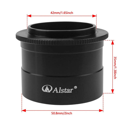 2 Inch T-2 Focal Camera Adapter For SLRs And DSLRs, Quick Mount To Telescope Focuser, Safe Groove For No Fuss Security