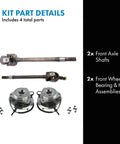 Beefed Up Front Axle Shaft And Wheel Bearing And Hub Assemblies Kit For 2007 Through 2017 Jeep Wrangler And 2018 Wrangler JK