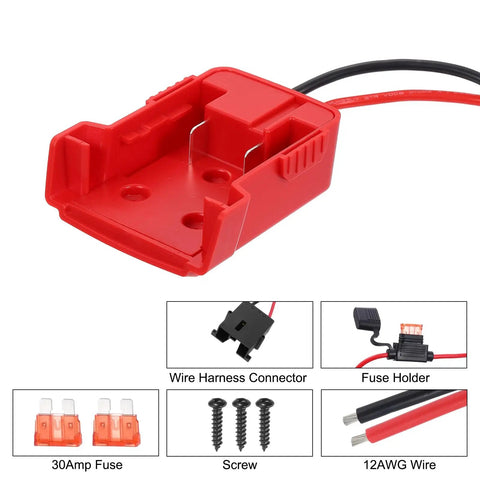 RC Car Battery Adapter Converter Kit For 18V DIY Cars And Trucks With 12AWG Wire Harness And Red Wire Connector, 8-Piece Kit