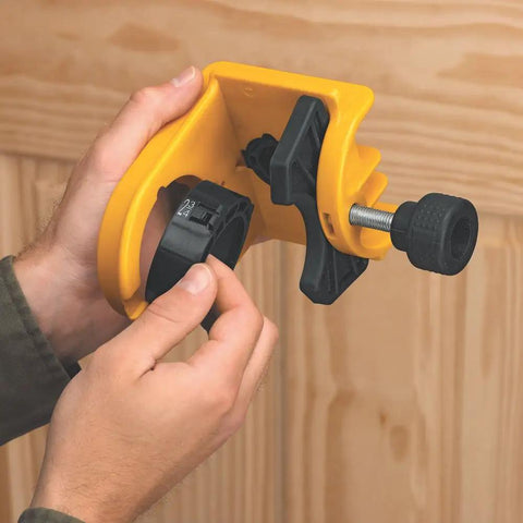 Door Lock Installation Kit With C Clamp Design Hole Saw For Metal Or Wood Doors 2 Adjustable Bushings Tool Free Clamping Easy Height Alignment Accurate Drilling Pro Grade And User Friendly in use on wood door