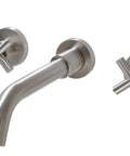 Brushed Nickel Wall Mount Bathroom Faucet With Double Handles Includes Rough In Valve Drip Free Ceramic Disc Cartridge Solid Brass Build