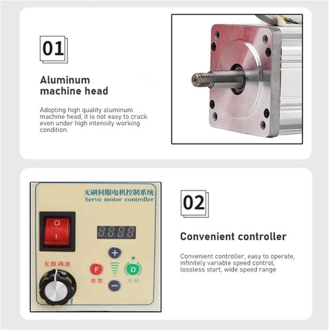 Power Packed Brushless Servo Motor Kit With Adjustable Power 550W 750W 1100W 2200W, Dual Voltage 110V 220V, motor head and controller