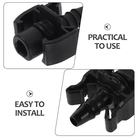 Heavy Duty 2 Pack Heater Hose Connector Plug And Play Fitting for Radiator Coolant Outlet, close-up view for installation.