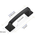 Dimensions of 30 Pack Solid 3 Inch Center To Center Square Arch Cabinet Pulls Matte Black for kitchen cabinets, shown with measurements.