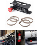 Quick Release Fire Extinguisher Mount For Roll Bars Aluminum Bottle Holder installed on Jeep and UTV with adjustable straps