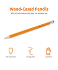 Pre Sharpened Number Two Hb Wood Cased Pencils With Top Erasers Smooth Writing Orange showing one pencil with eraser