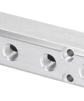 Heavy Duty Aluminum Pneumatic Manifold Block With G1/2 Inlet And G1/4 Outlet, close-up of aluminum construction and threaded outlets.