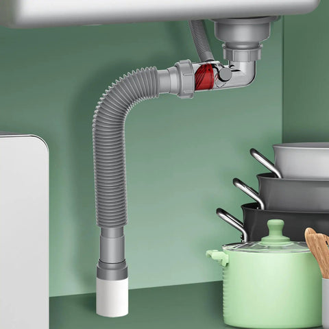 Easy Install One And A Half Inch P Trap Replacement With Visible Sink Drain Backflow Preventer in kitchen setup