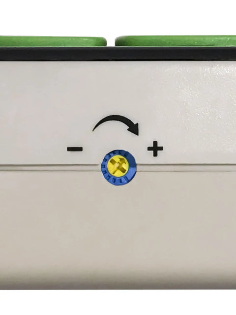 Energy Saving 10-Outlet Power Strip With Autoswitching Tech Auto Off When Not In Use Close-up of adjustment dial details