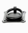 Premium Mission Style Wrought Iron Cabinet Ring Pull 2 Inch Antique Drop Handle With Matte Black Rust Resistant Powder Coat, close-up view.