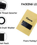 Ficero thread protector kit with 2 steel thread converters and 2 crush washers in velvet pouch