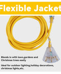 Heavy Duty 25 Foot 12 Gauge Extension Cord With Three Outlets Indoor Outdoor Power Cable 15A 125V 1875W Yellow Coiled