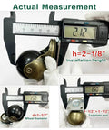 Front view of four antique brass swivel caster wheels with 1.5-in wheels and 1.5-in top plates for furniture, screws.