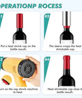 GFJYKDL Heat Shrink Gun For Bottles Featuring 50Mm Sealing Speed With Nine Temp Settings Ranging From 50 To 550 Degrees C in use for bottle cap sealing.