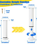 Heavy Duty Adjustable Furniture Support Legs Set White Four Pack With Mounting Hardware Tough Steel Center Posts Adjustable height 7.08-12.2 inches.