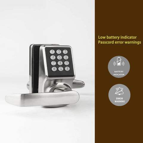 Slick Keyless Entry Door Lock With Handle Offering Hassle Free Digital Keypad And Ic Card Access For Fast Home Or Apartment Use Super Easy Install In Solid Satin Nickel Finish