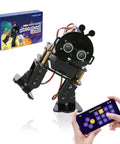 Kid Friendly Bionic Biped Robot Kit For STEM Toys And Science Fun Hands On Programmable Coding Crafts Set With Arduino ESP32 Learn Mechanics Electronics And Coding Great Birthday Gift For Ages 8 To 12 Boys And Girls black robot and app control
