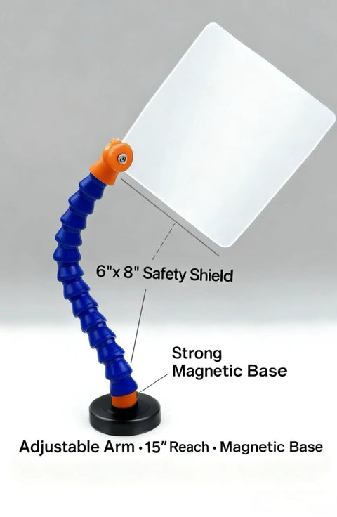 Two Pack Pro Grade Beefed Up Machine Safety Guard with 8x6 Polycarbonate Shield and 15 Inch Flexible Hose on Magnetic Base