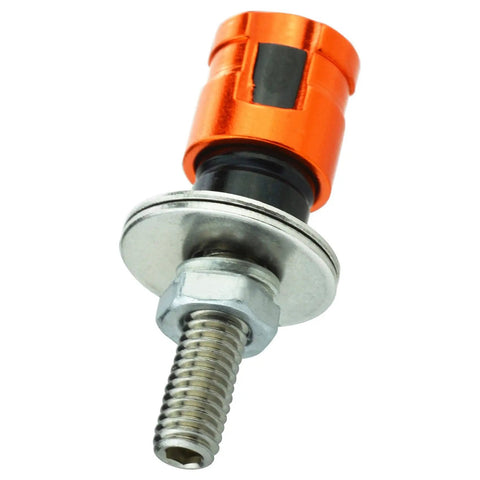Rust Proof Aluminum License Plate Screws Kit With Accessories 4 Pack For Cars Trucks And Motorcycles Orange Keeps Your Plate Secure And Theft Resistant With Easy Install showing single orange screw with washer