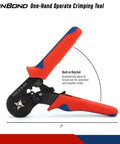 Self Adjusting Crimp Tool Kit With 1200 Ferrule Connectors, Red And Black Ratcheting Wire Crimper For Electrical Terminals, AWG 23 To 7 Compatibility