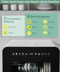 No Sweat Compact Countertop Dishwasher For Apartments Dorms And Rv With Five Place Setting Capacity, showing control panel with smart programs.