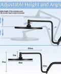 Diagram showing adjustable height and angle of High Pressure Rainfall Shower Head With Handheld Combo Kit 12 Inch Extension Arm.