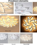 Dimmable LED Flower Ceiling Light With Five Petal Heads Modern Flush Mount Chandelier detail of acrylic and metal design