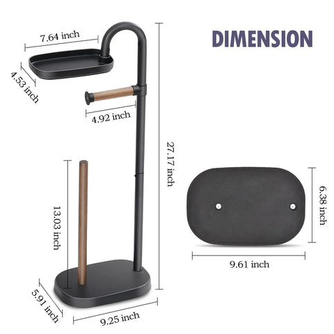 Freestanding Toilet Paper Holder With Acacia Wood Shelves And Black Steel Stand Mega Roll Friendly Bathroom Organizer dimensions