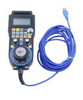 Rock Solid CNC Wired Electronic Handwheel For 4 Axis And 6 Axis Machines With LHB04B-4 Design on blue USB cable