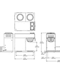 Technical diagram of Low Profile 12 Cup Pourover Commercial Coffee Maker With 3 Lower Warmers Silver Finish A Real Workhorse For Cafes Or Busy Offices NoNonsense Durable Heavy Duty Brewer Model 13300.0003