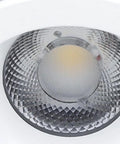 Close-up view of 9 Pack Led Recessed Downlights Beefy Aluminum Housing with lens design for warm white illumination.