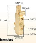 Badass Brake Proportioning Valve For Four Wheel Disc Systems, solid brass, dimensions marked, ideal for classic trucks and muscle cars.