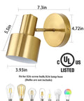 Two Pack Gold Industrial Wall Sconces With Adjustable 280 Degree Tilt And 180 Degree Swing E26 Vintage Brass Vanity Lamps