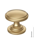 10 Pack Champagne Bronze Cabinet Knobs One And Three Sixteenths Inch Round Zinc Alloy Dresser Drawer Knobs With Wide Base Built Tough For Kitchen Bedroom And Bathroom, showing single knob and screws