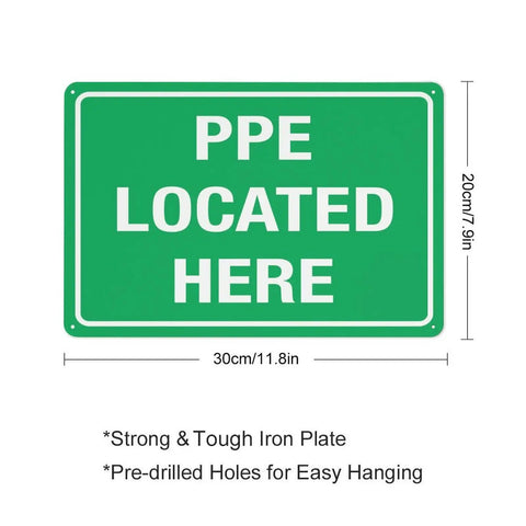 Built Tough PPE Storage Warning Sign 8 By 12 Inch Outdoor Aluminum Safety Marker Job Site Ready Weatherproof Plate with clear lettering.