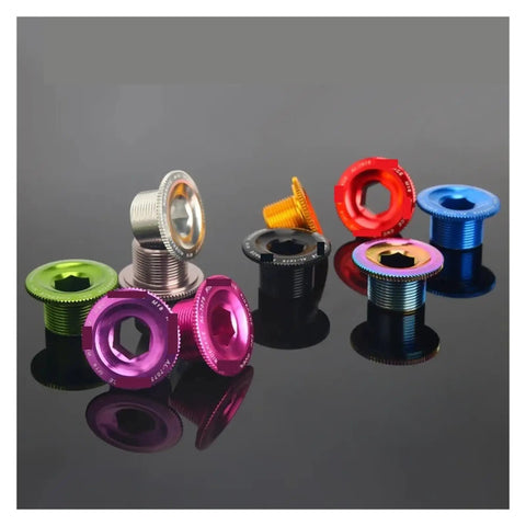 Colorful aluminum alloy crank arm fixing bolt and crankset nut for MTB bikes CNC machined screw cap cover M18 M20 black high strength crank bolt cap for central axis and sprocket easy install