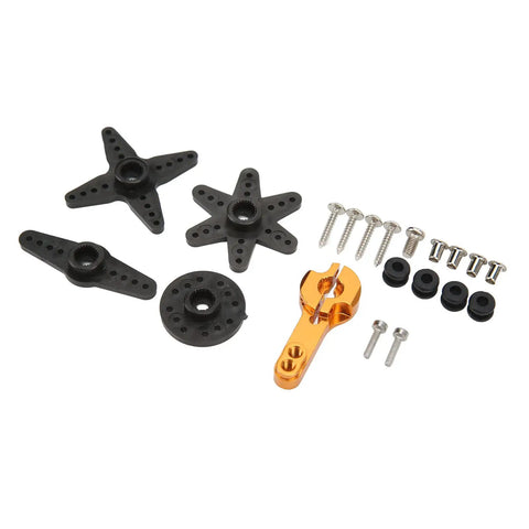 Beefy Digital Servo Featuring Rock Solid Metal Gears And Coreless Motor Waterproof Design delivers additional black servo horns and screws.