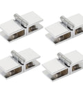 Top Shelf Stainless Steel Glass Door Hinges Rocking 180 Degree Swivel Motion With Double Sided Clamp Fit For 5 To 8 Mm Glass 4 Pack, set of four hinges.