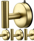Gold Stainless Steel Suction Hooks For Bathroom And Kitchen, Heavy Duty 15 Lb Capacity, close-up view of 4 no drill wall hangers