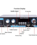 Front view of Mini Stereo Amplifier For Home Audio With Bluetooth Five Point Zero Two Channel 200W Peak Power, showcasing controls.
