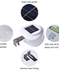 6 Pack Upgraded Solar Gutter Lights Outdoor With 9 LED, IP55 Waterproof, larger panels, battery, and fittings displayed