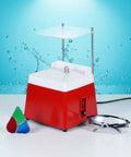 Professional Grade Bench Grinder For Glass And Ceramic With Precision Diamond Wheel Polisher Tool, red design, with water cooling and glasses.